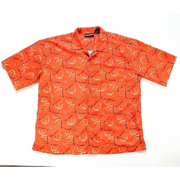 Vtg 90s PACO Men's XL Orange All-Over Logo Shirt - Picture 1 of 5